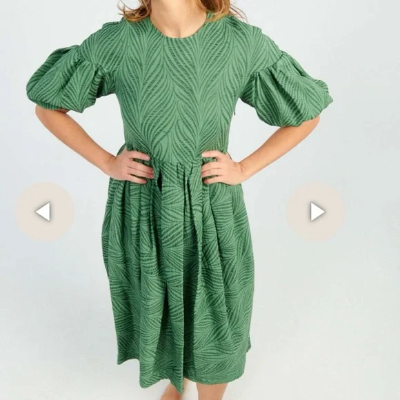 No. 6 Green Smocked Tiered Midi Dress - Picture 2 of 10
